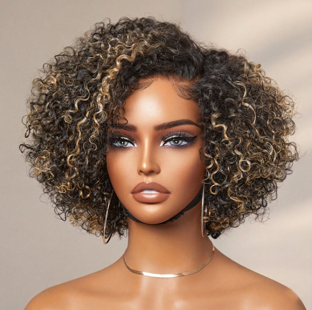 Trendy Short Cut Curly Minimalist HD Lace Glueless Side Part Wig 100% Human Hair Pre-Cut Lace