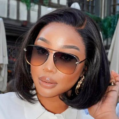 PreMax Wigs - Natural Black / Blonde Highlight C Part Glueless Lace Front Bob Wig Pre-cut Lace