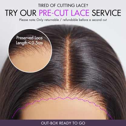 PreMax Wigs - Natural Black / Blonde Highlight C Part Glueless Lace Front Bob Wig Pre-cut Lace