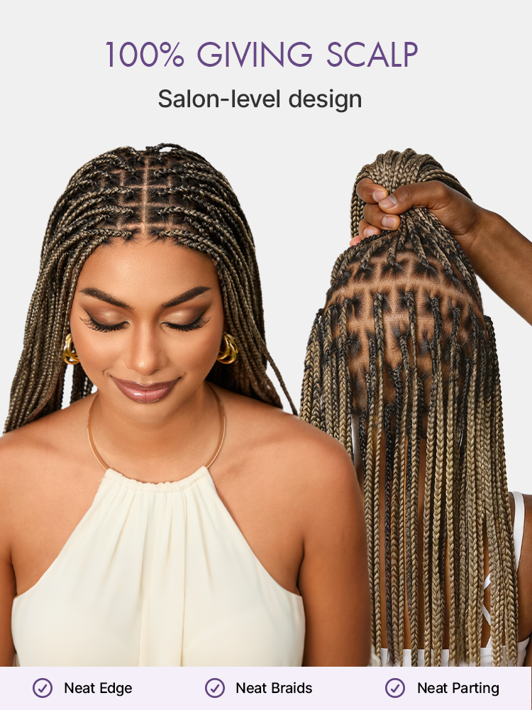 QMCMSCU® Salon Braids HD Lace Knotless Wig