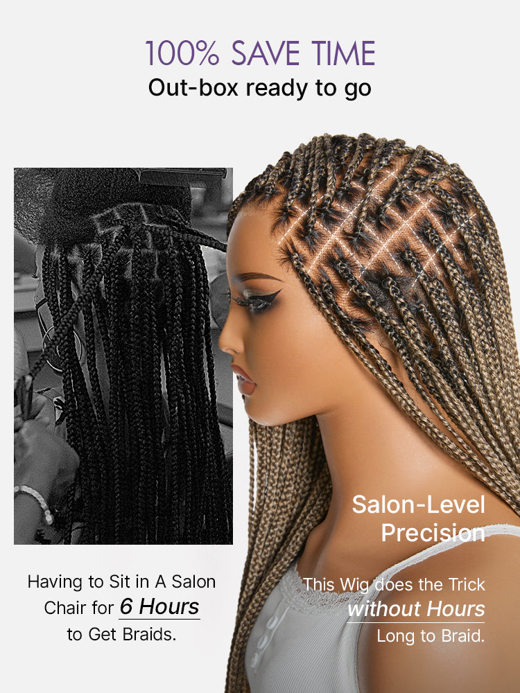 QMCMSCU® Salon Braids HD Lace Knotless Wig