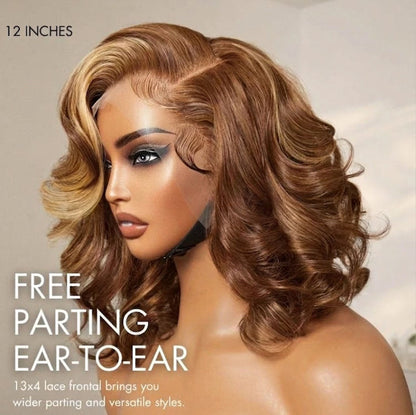Honey Golden blonde / Natural Black Loose Body Wave Glueless 13x4 Lace Front Wig 100% Human Hair