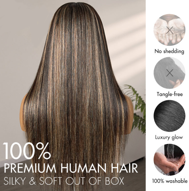 PreMax Wigs | Super Natural Hairline Silky Straight Glueless 13x4 Frontal Lace Wig Human Hair Pre-Cut Lace