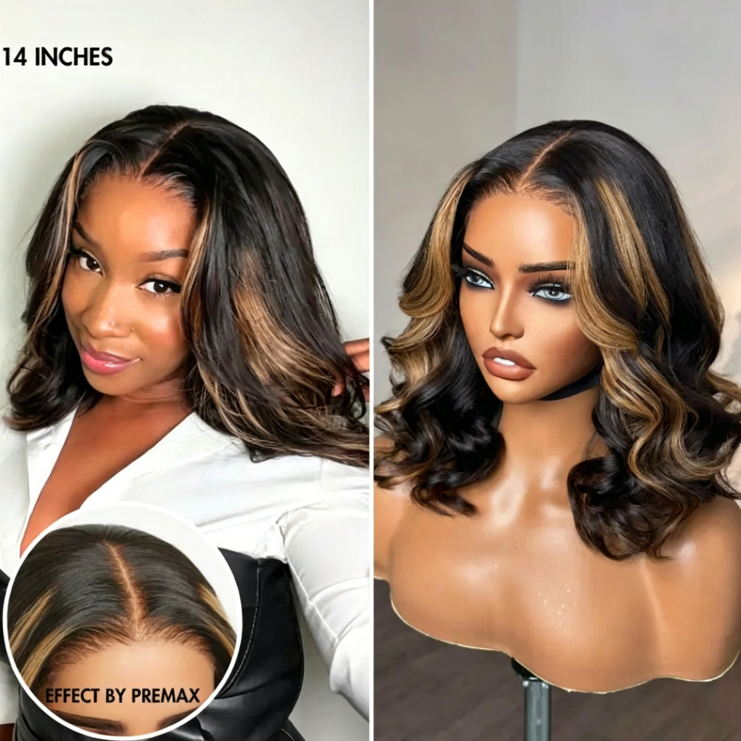 PreMax Blonde Mix Black Loose Wave Glueless 5x5 HD Lace Closure Wig Large & Small Cap