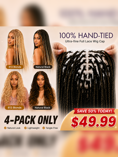 🔥4 Pack Only $49.99🔥QMCMSCU® Salon Braids HD Lace Knotless Wig